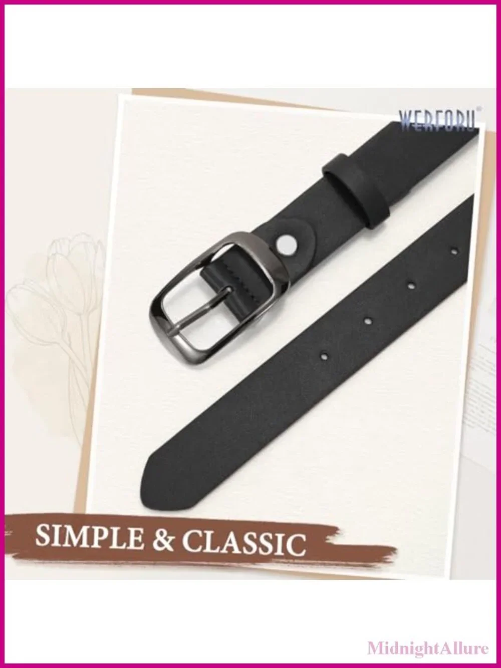 Plus Size PU Leather Belt with Metal Buckle Adjustable Waist